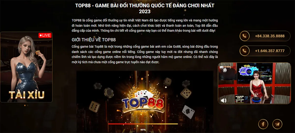 thông tin liên hệ cổng game Top88