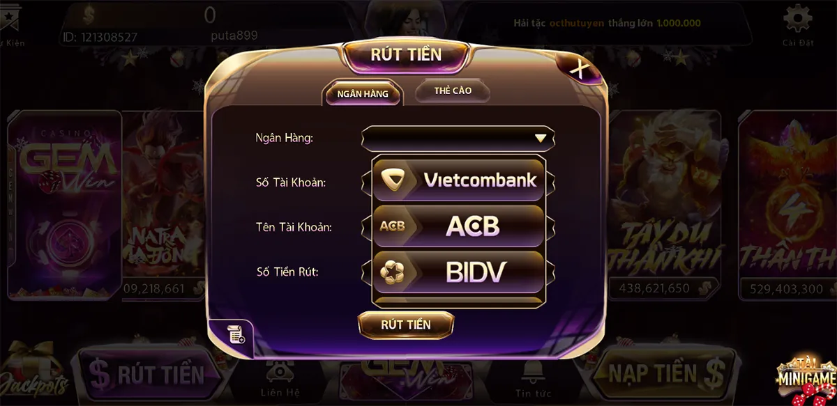 Rút tiền đổi thưởng qua ngân hàng như thế nào?