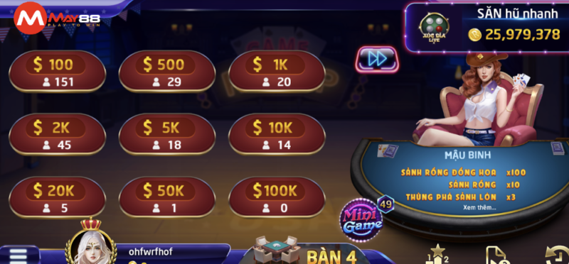 Kho tàng game bai doi thuong đình đám chỉ có tại May88