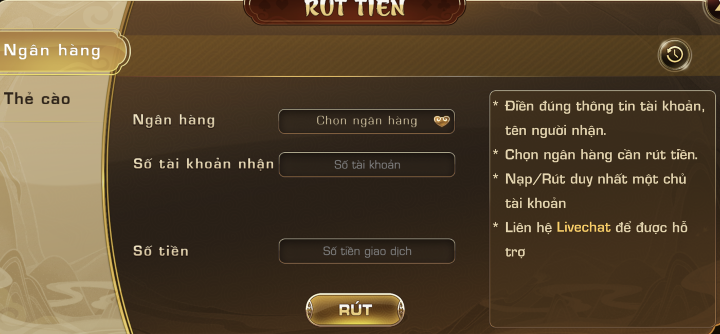 Rút tiền tại Iwin club