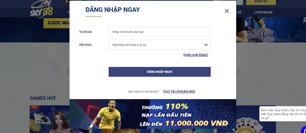 Hướng dẫn cách đăng nhập tại sân chơi Sky88